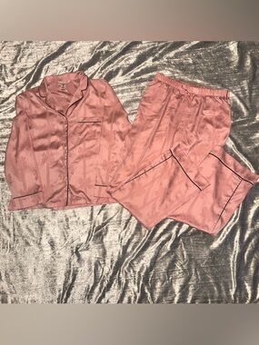 Victoria’s Secret Dusk Pink Bow Satin Long PJ Set